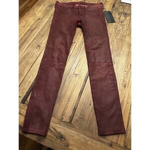 Rag & Bone 100% Lamb Soft Leather Skinny Pants Wine Burgundy Size 26 Edgy Party